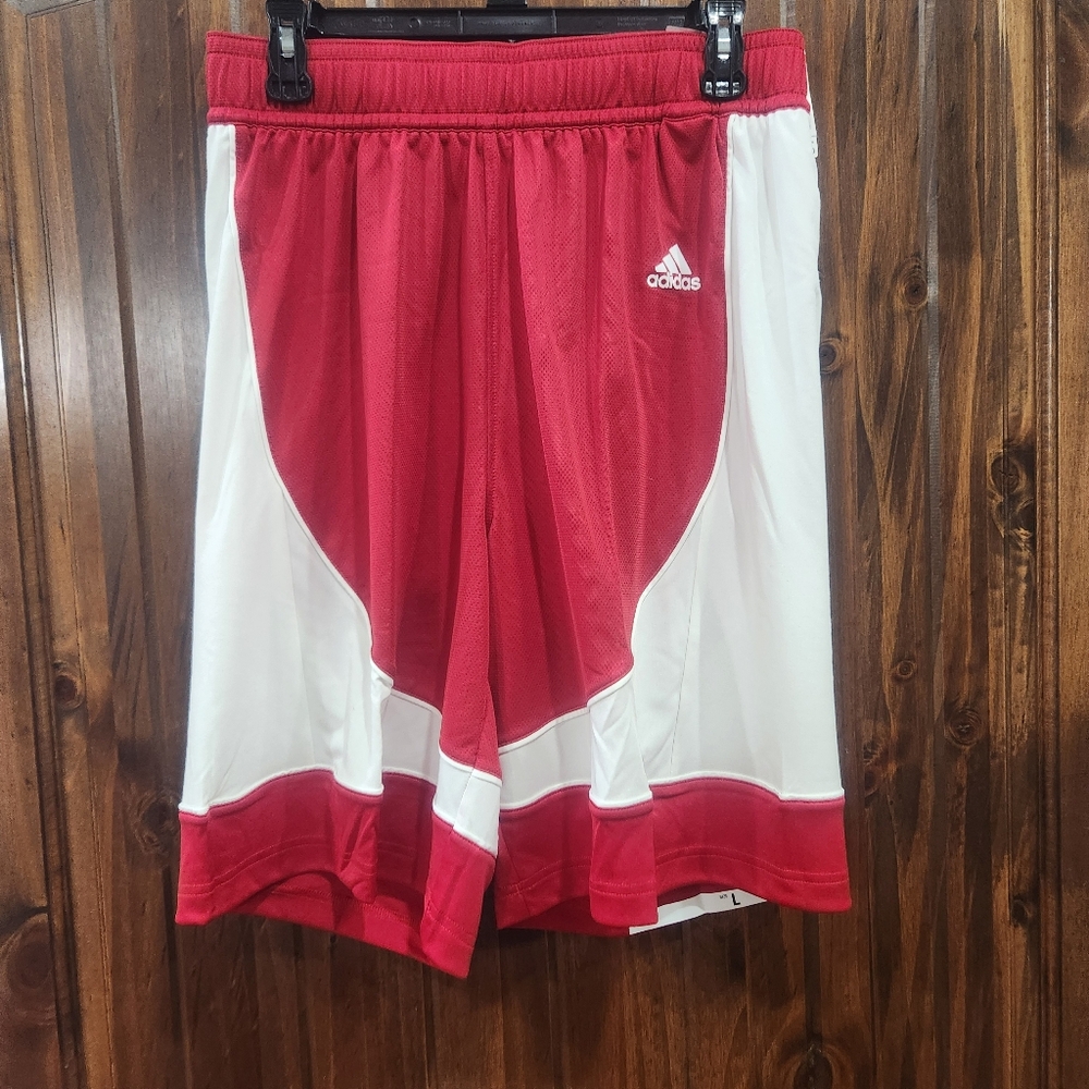 Adidas Red and White Athletic Basketball Shorts